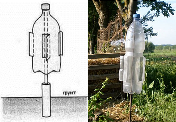 Изготовление шумового отпугивателя для борьбы с кротами своими руками из пластиковой бутылки